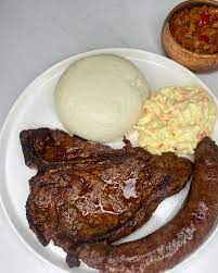 Steak, Wors, Pap, Salad